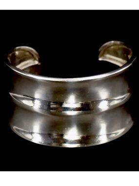 Signed, Mexican / Taxco Vintage Modernist Sterling Silver Cuff Bracelet